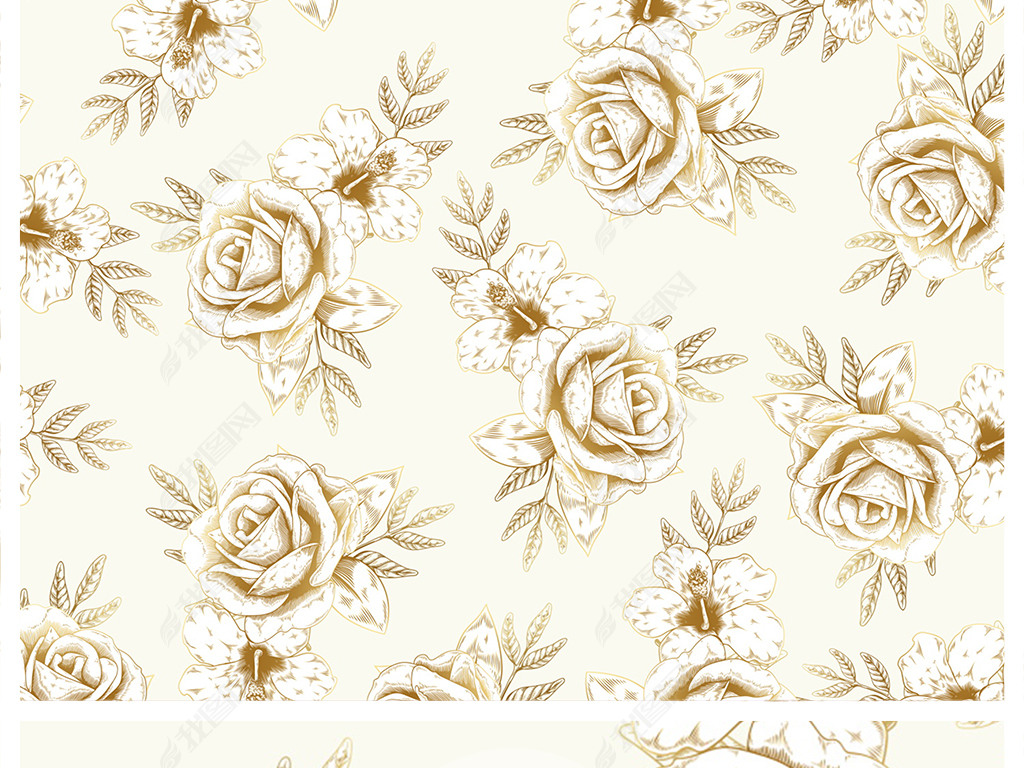 原创北欧时尚四方连续花卉图案壁纸版权可商用