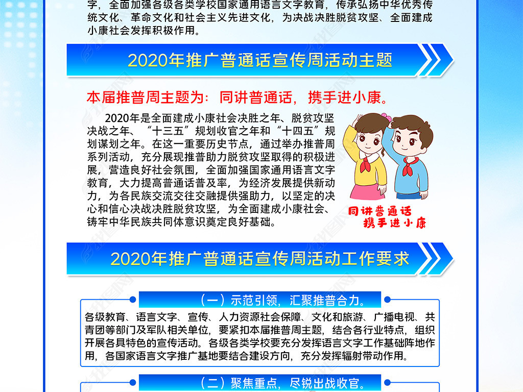 原创全国推广普通话宣传周挂图海报展板psd模板设计版权可商用