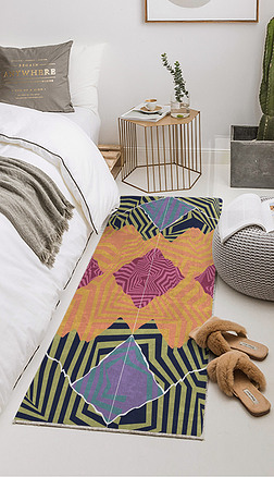 四方连续纹样地面装饰|北欧时尚民族纹样床边地毯