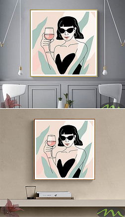 现代简约文艺小清新少女人物客厅装饰画