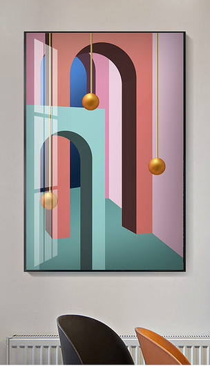 莫兰迪现代简约立体空间艺术客厅装饰画晶瓷画