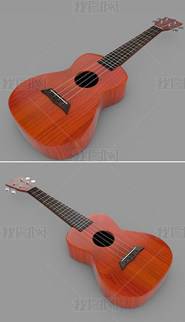 精致C4D尤克里里小吉他乐器3D模型