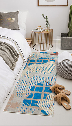 四方连续纹样地面装饰|北欧时尚民族纹样床边地毯