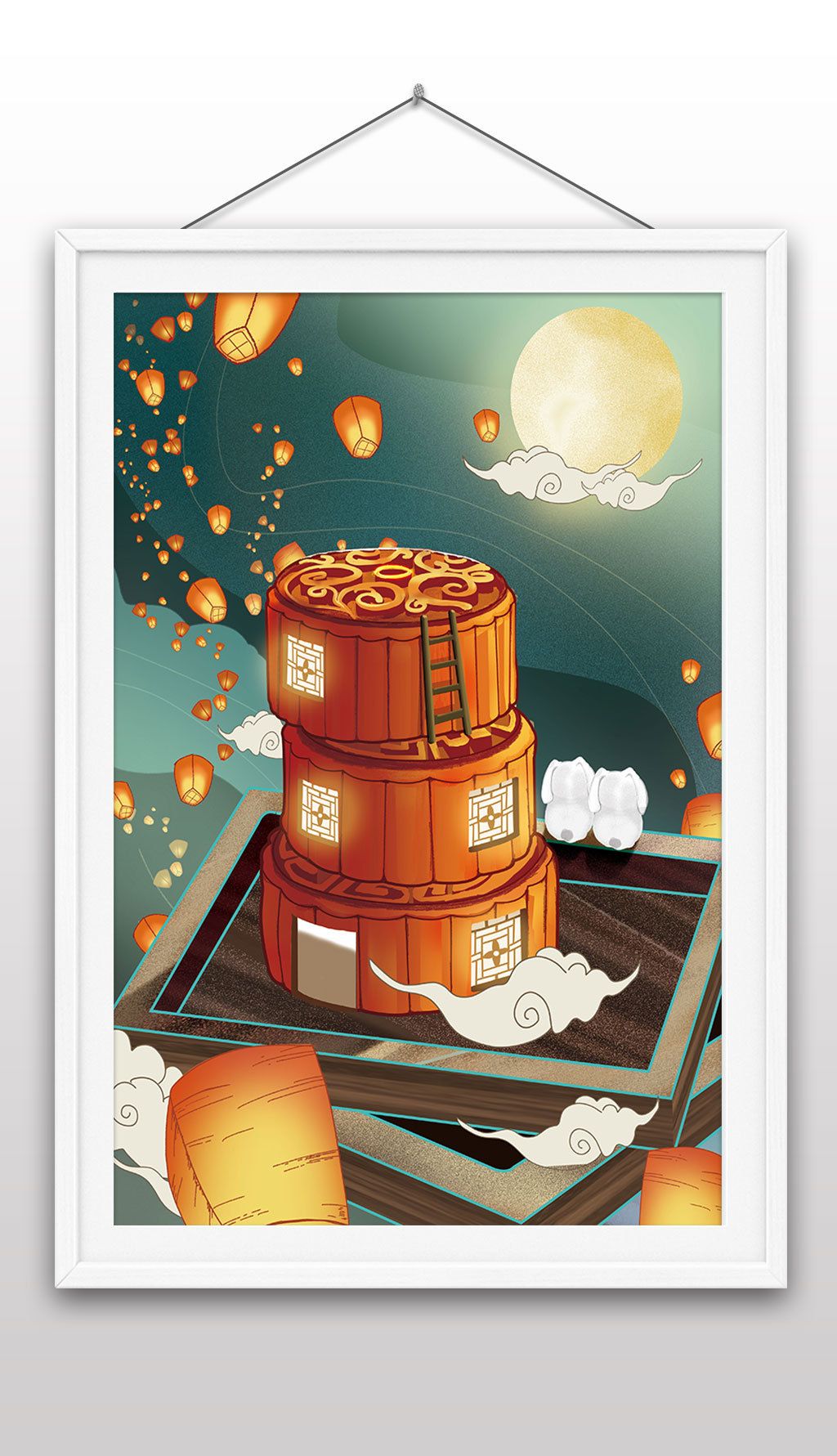 月饼场景插画中秋插画