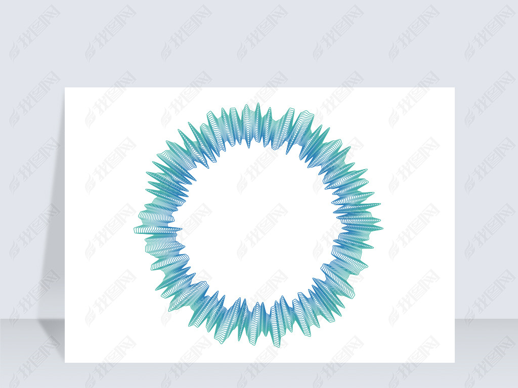 原创蓝色小清新渐变线条音浪波浪png矢量圆形边框版权可商用