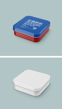 糖果零食小铁盒贴图样机模型