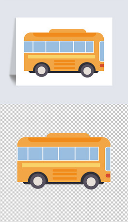 黄色公共汽车可爱卡通中巴车大巴车免抠素材元素