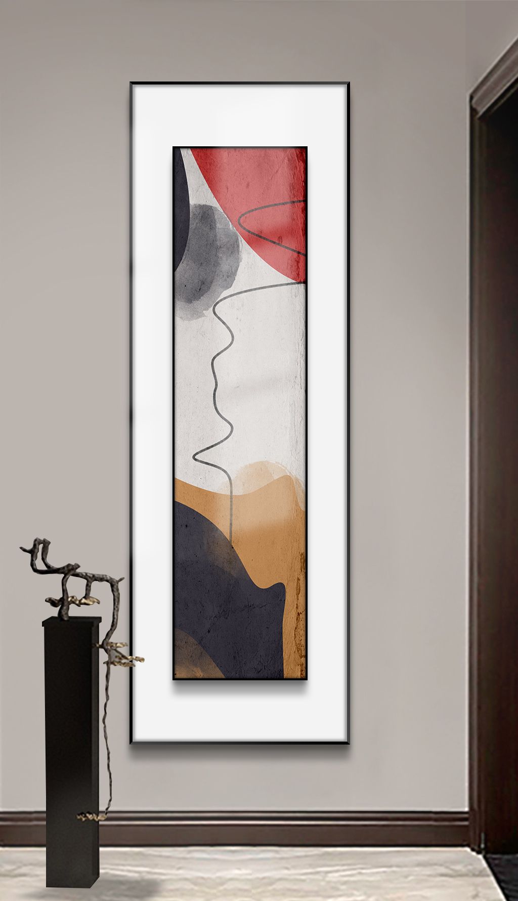 抽象几何线条肌理极简框中框画中画装饰画