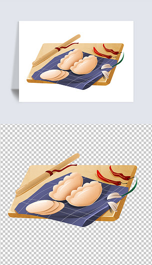 手绘风新年饺子红包png免扣素材