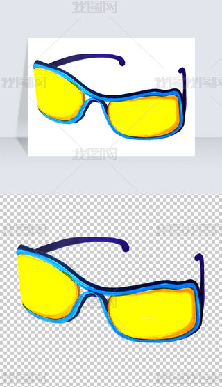 眼镜手绘卡通免抠png