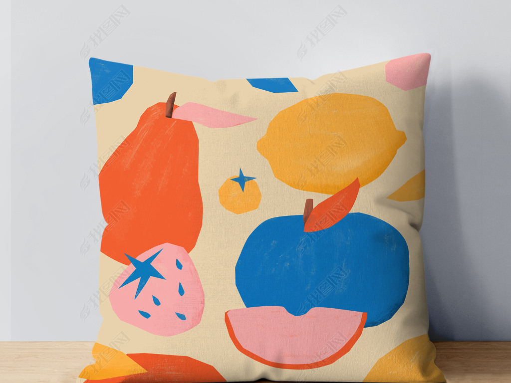 北欧ins清新手绘五彩水果沙发靠垫抱枕