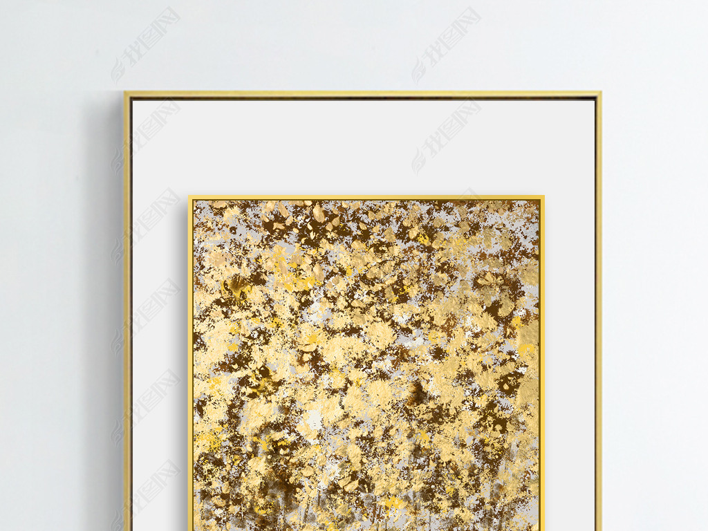 金箔现代轻奢发财树抽象玄关客厅框中框装饰画