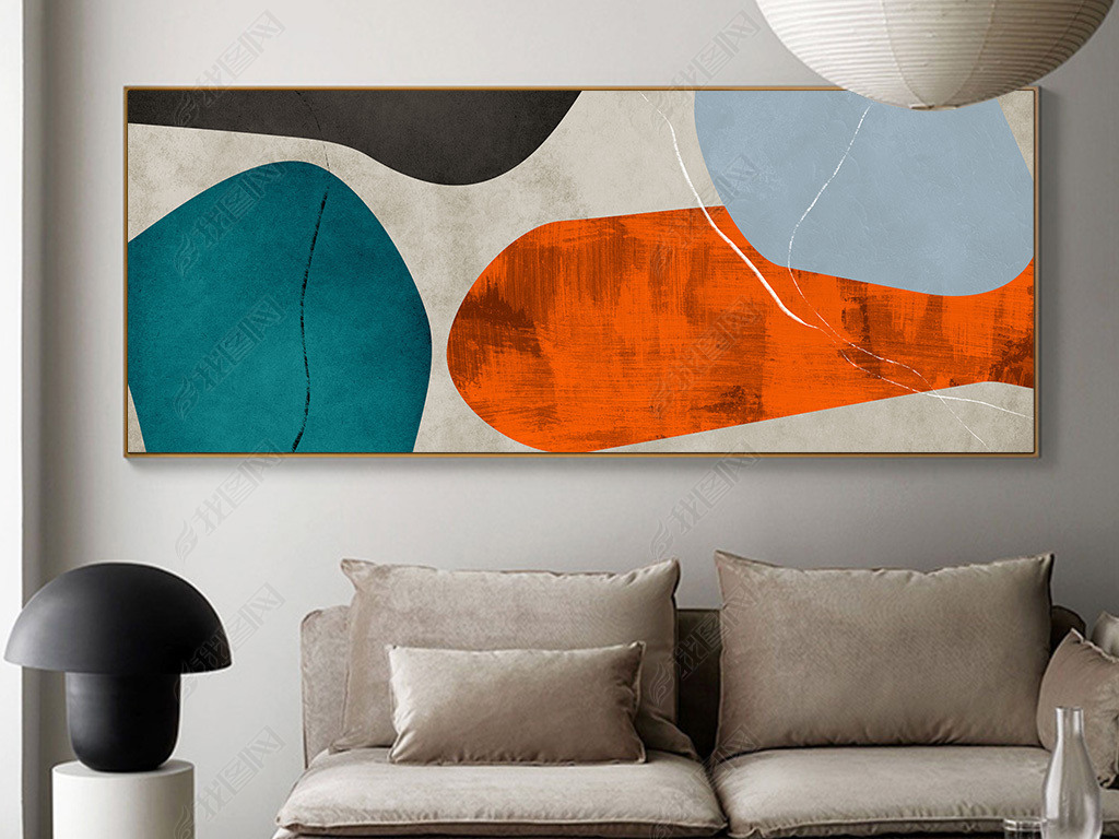 现代北欧日式简约侘寂风ins客厅抽象挂画几何装饰画