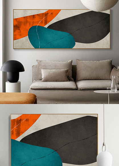 现代北欧日式简约侘寂风ins客厅抽象挂画几何装饰画