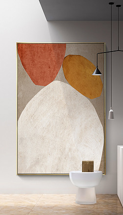 现代简约北欧侘寂风赤贫风美学几何客厅挂画