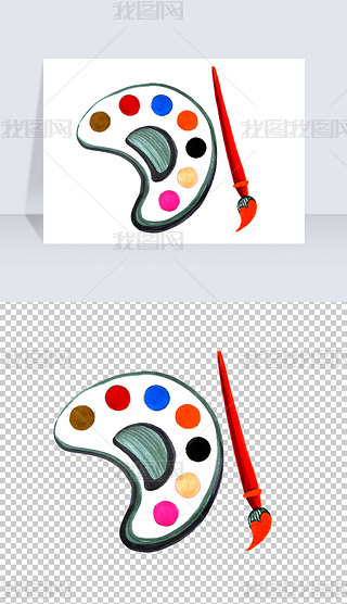 画画用具颜料手绘免抠png