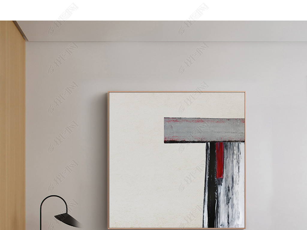 现代抽象几何简约侘寂风客厅沙发两联艺术挂画装饰画