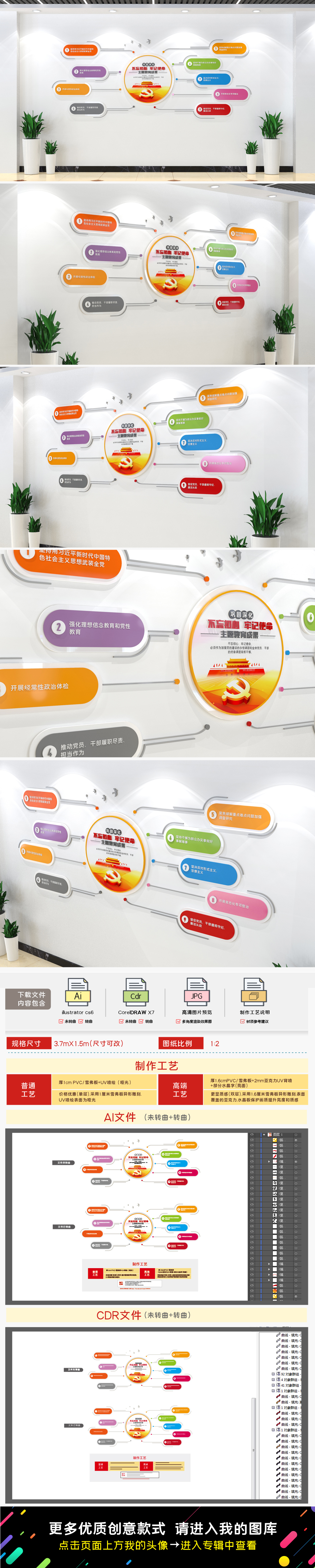 不忘初心牢记使命文化墙巩固深化教育成果文化墙党建文化墙