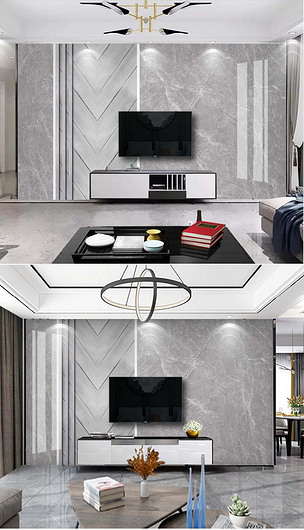 现代轻奢黑白灰石材组合大板悬空背景墙下载-编号23995012-大理石背景