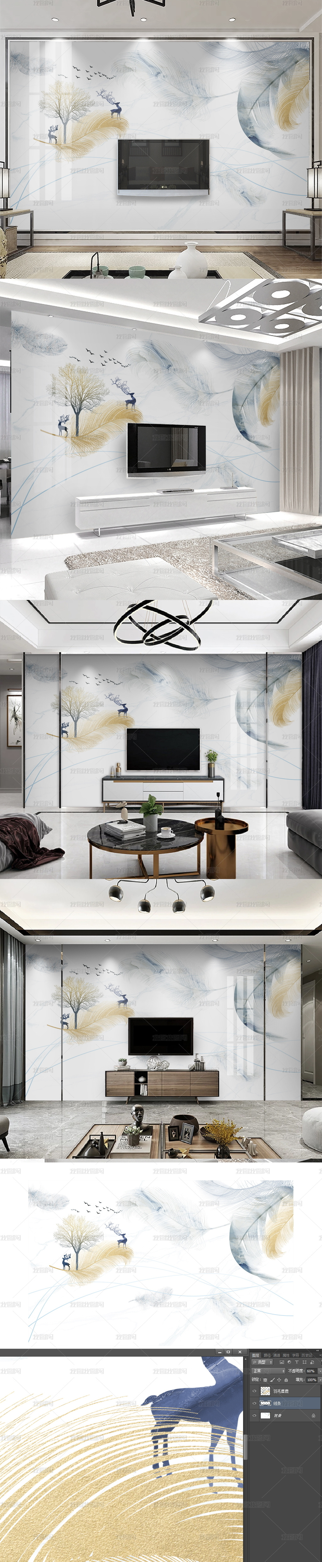 简约唯美现代爵士白羽毛大理石纹背景墙壁纸图片素材模板下载 大理石背景墙 我图网