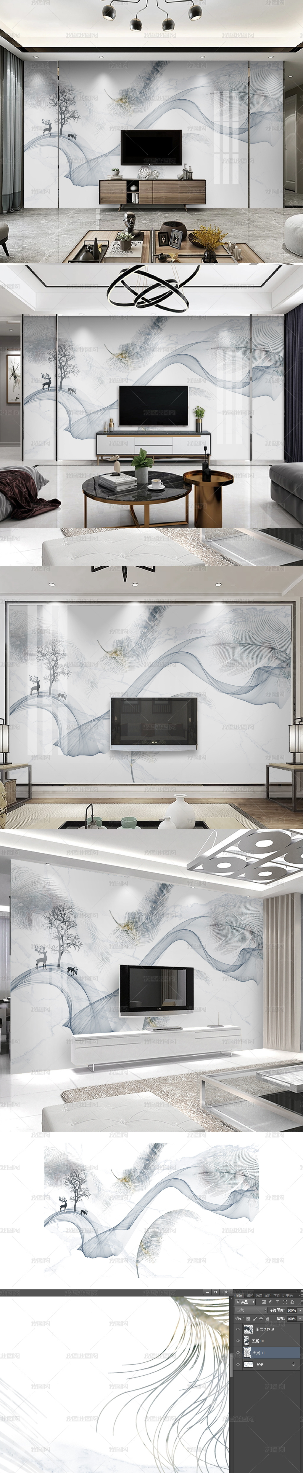 简约唯美现代爵士白羽毛大理石纹背景墙壁纸图片素材模板下载 大理石背景墙 我图网