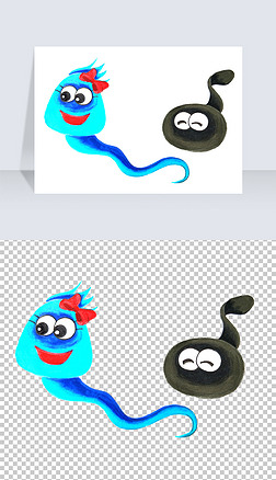 卡通小蝌蚪手绘表情免抠png.rar