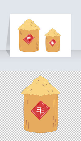 粮仓插图粮食丰收简笔画漫画免扣png素材