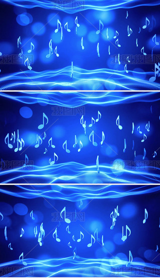 蓝色音符旋律五线谱led背景视频