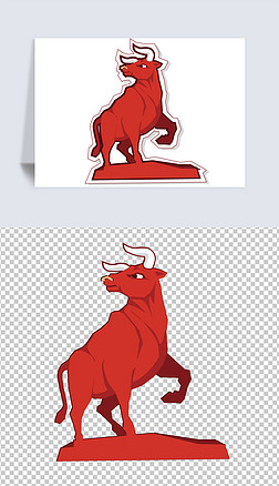 红牛卡通十二生肖牛素材免抠设计小元素