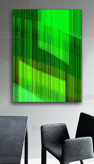 绿光装饰画|绿光の梦魇抽象青绿色调光影混叠美式装饰画