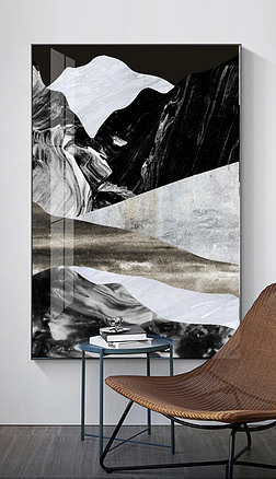 素雅抽象现代山水北欧纹理侘寂装饰画3
