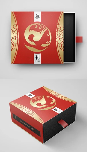 国潮中国风红金色大气包装设计礼盒设计