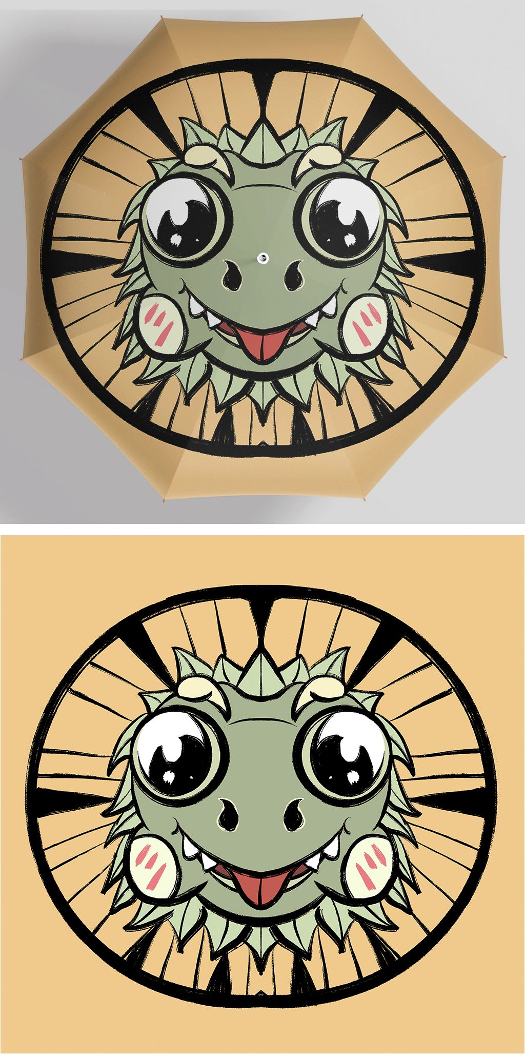 原创卡通风网红可爱蜥蜴小动物雨伞太阳伞图案版权可商用