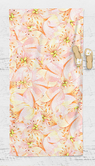 原创北欧ins风花卉图案毛巾浴巾-版权可商用