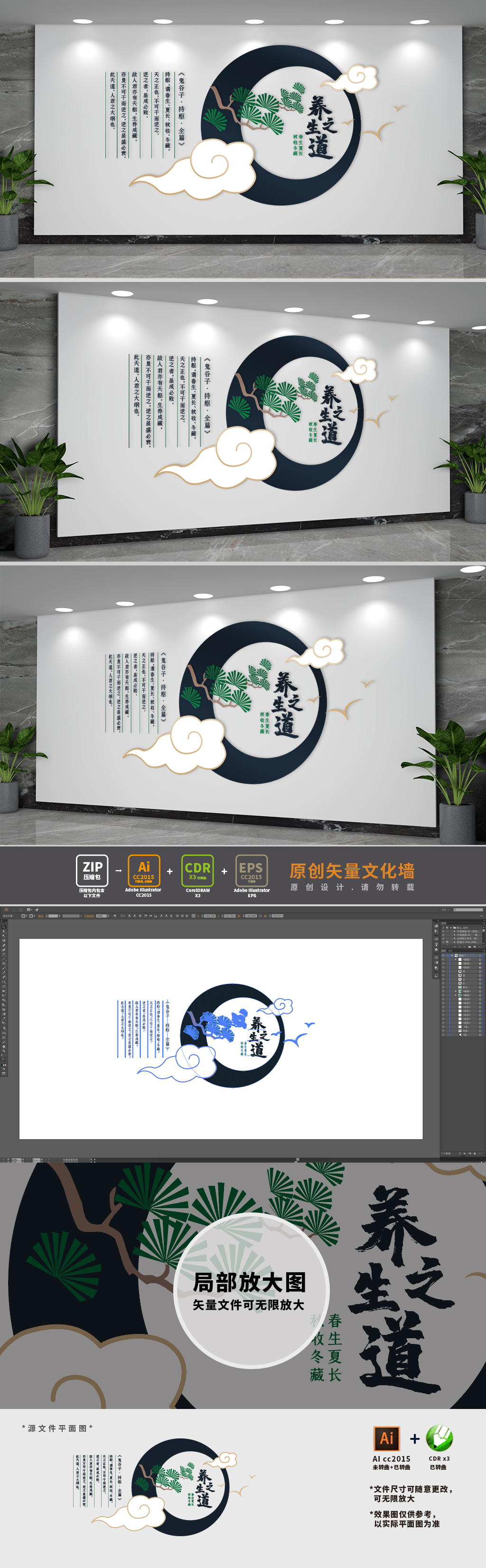 四季养生形象背景文化墙