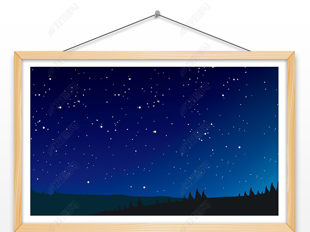 原创手绘浩瀚星空满天繁星插画设计宁静夜晚插画版权可商用