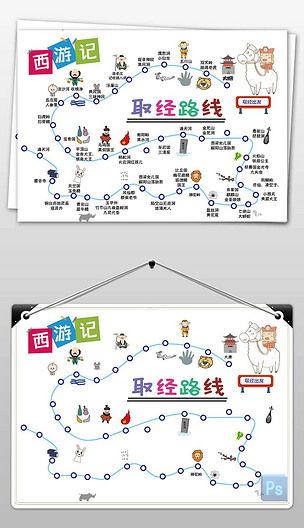 ps西游记取经路线图手抄报小报