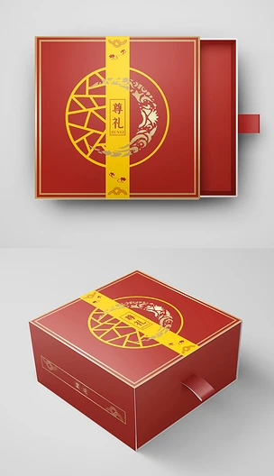 中国风国潮红色金色大气新年礼盒包装设计
