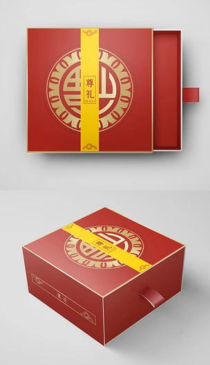 中国风红色大气创意礼盒设计新年礼盒包装
