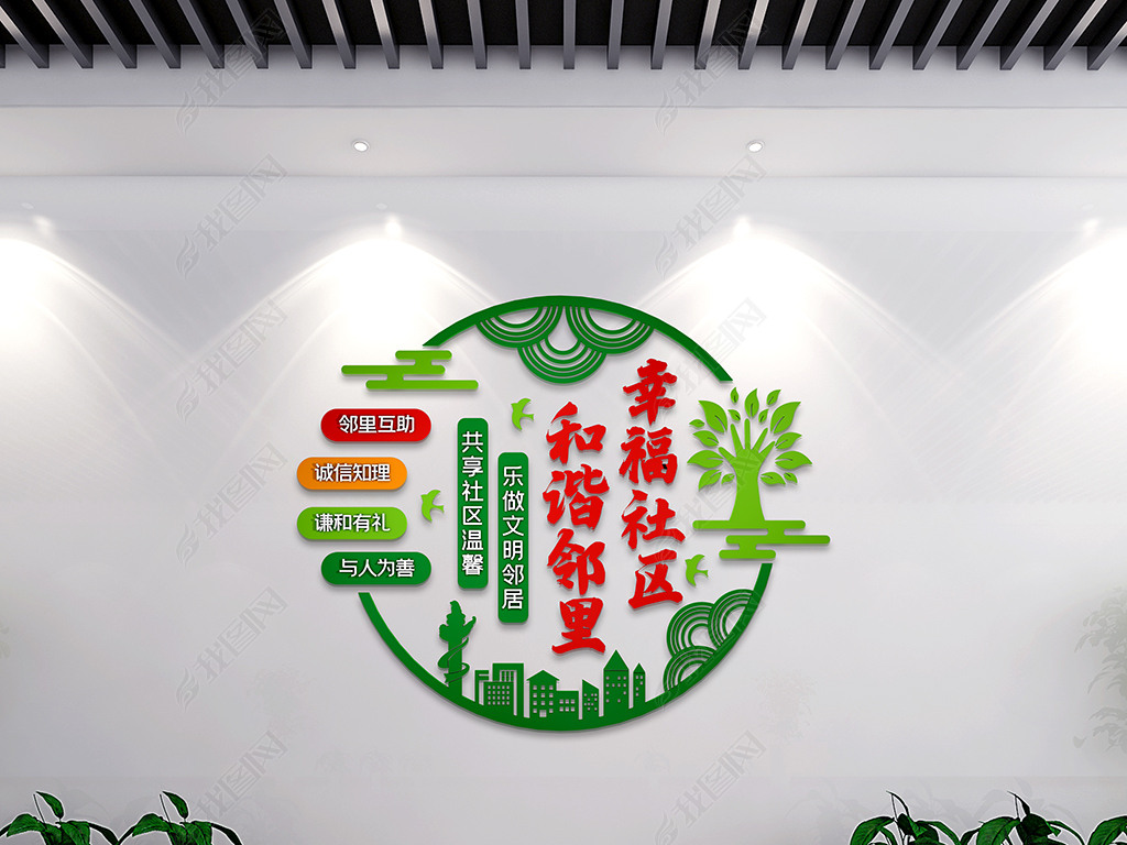 幸福邻里和谐社区文化墙