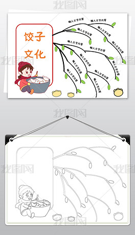 word中国传统饺子文化中华传统思维导图