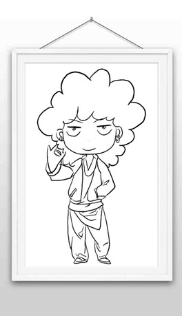 男孩线稿插画可爱动态爆炸头
