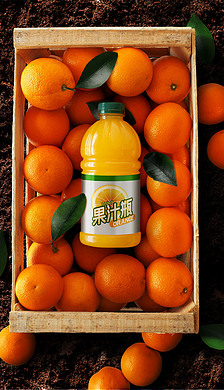 鲜橙多果粒橙塑料瓶包装样机