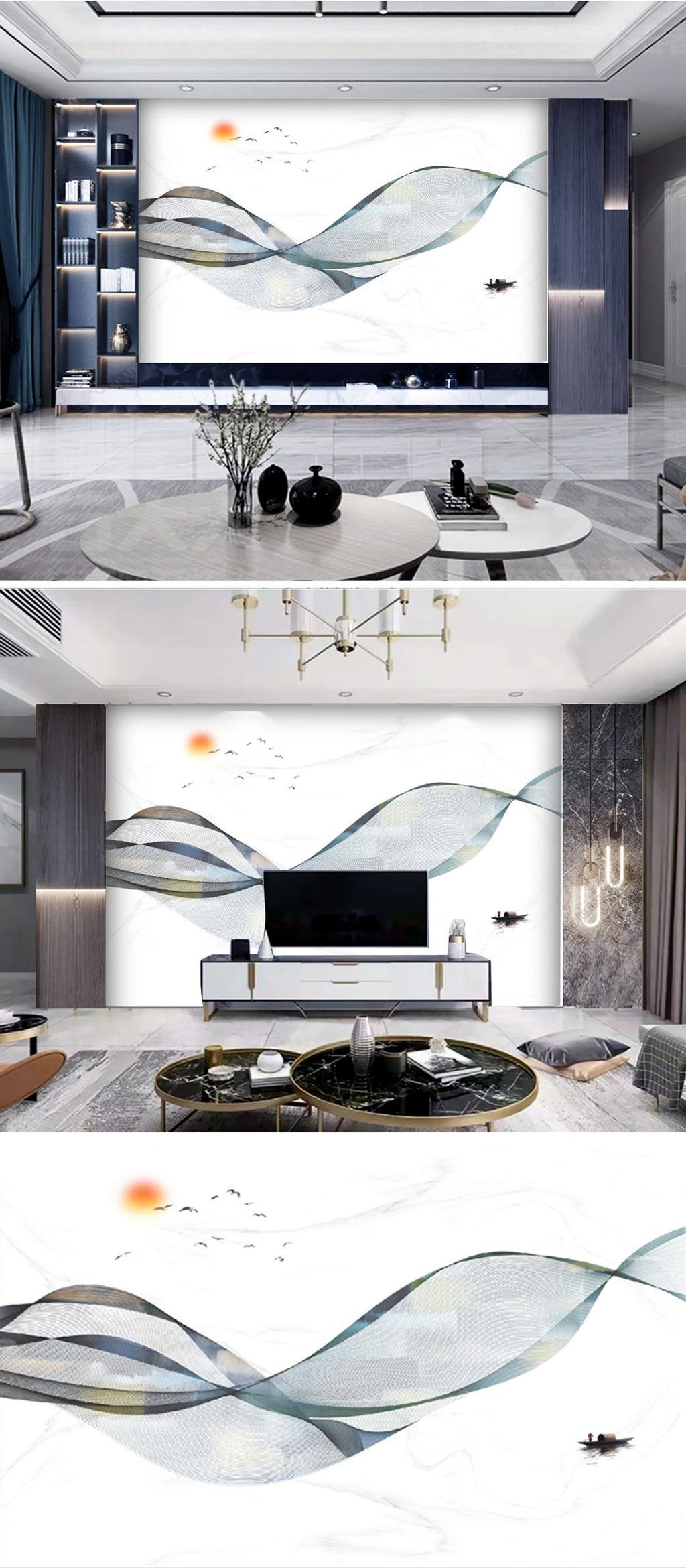 现代简约轻奢飘带山水电视背景墙素材简介我图网提供现代简约轻奢飘带