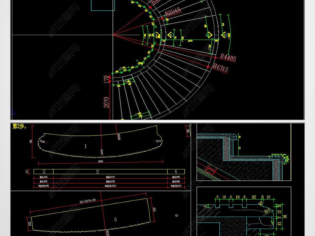 弧形旋转楼梯cad
