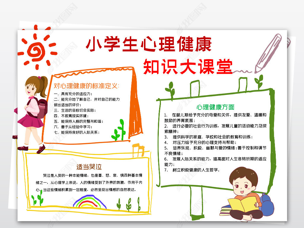 心理健康手抄报小学生心理健康知识手抄报