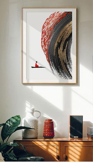 新中式水墨禅意吉祥现代简约装饰画3