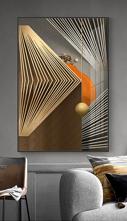 抽象创意立体几何金属线条大象客厅玄关空间装饰画