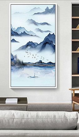 新中式山水玄关装饰画
