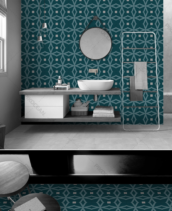 Modern Simple Dark Green Geometric Figure Balcony Floor Tile Tile Wall Tiledownload Pikocean